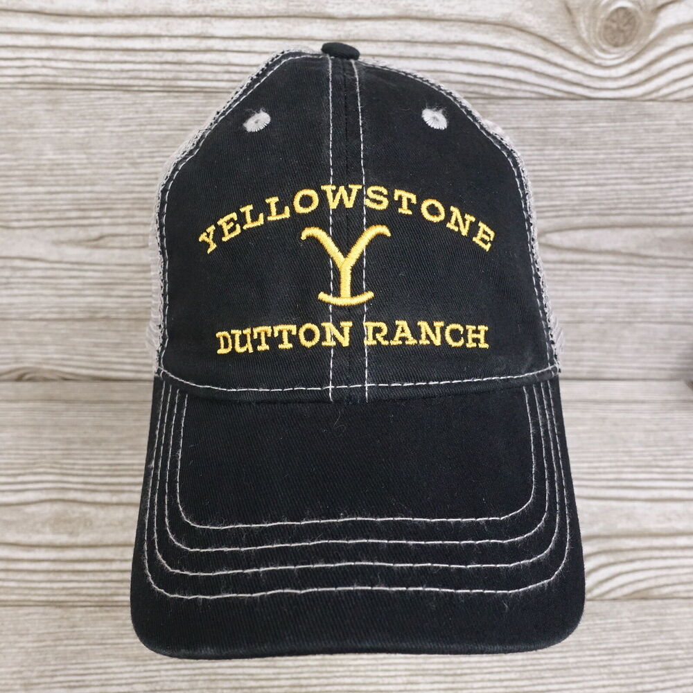 YELLOWSTONE DUTTON RANCH TV SHOW BLACK ADJUSTABLE MESH BASEBALL HAT CAP